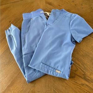 Figs Sky Blue Scrub Set Jogger high waisted pant